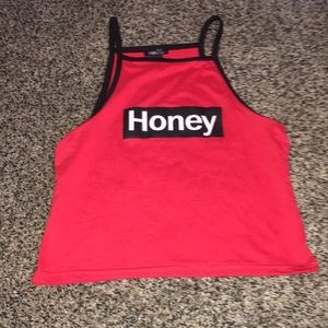 Red honey crop tank top